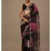 Party Black Floral Organza Saree