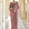 Embroidery Wedding Pink Saree