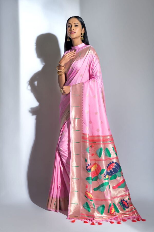 Designer Kanjivaram Pink Saree in Silk