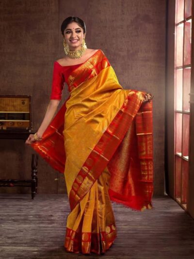 Banarasi Function Haldi Yellow Saree