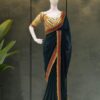 Work Georgette Green Saree Pakistani