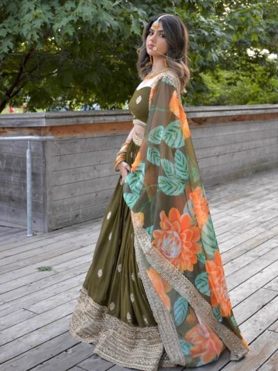 Bridal Mahendi Green Lahenga Choli