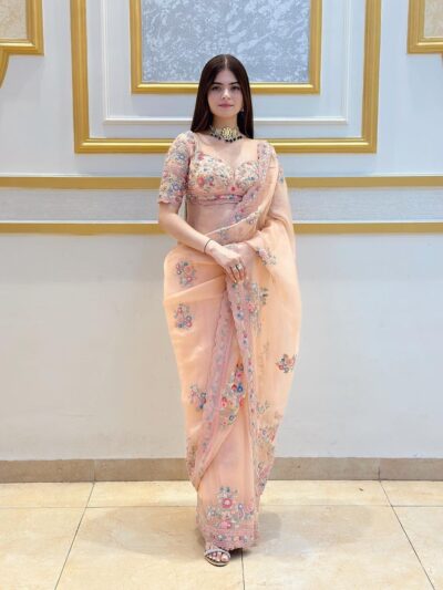 Bollywood Wedding Work Pink Saree