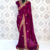 Wedding Embroidery Purple Saree