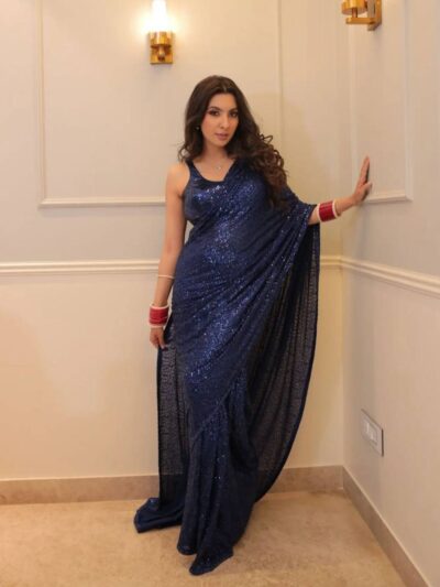 Bollywood Party Sequence Blue Saree