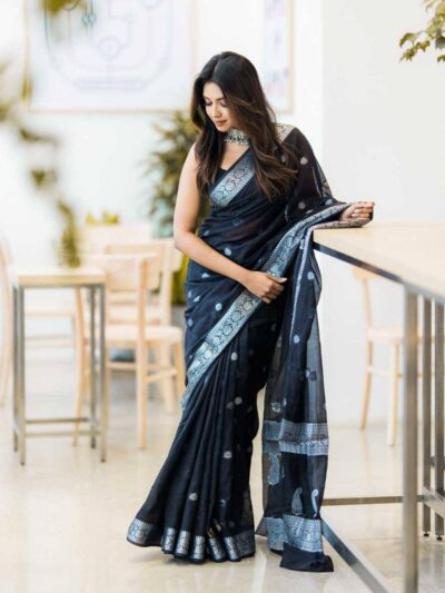 Stylish Women Wear Black Saree