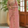 Wedding Work Organza Pink Saree