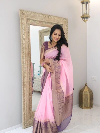 Wedding Fancy Pink Saree in Silk