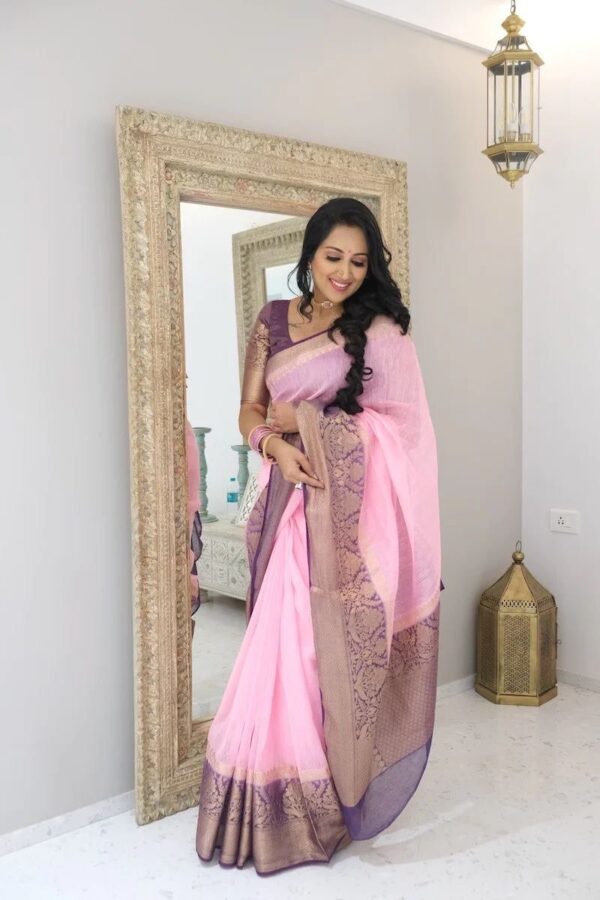 Wedding Fancy Pink Saree in Silk