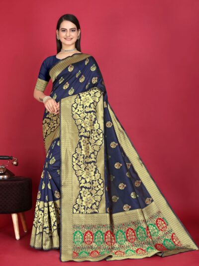 Banarasi Women wear Wedding Blue Saree