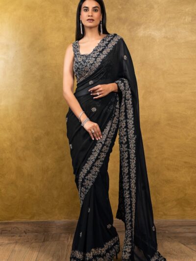 Bollywood Women Black Saree Blouse Piece