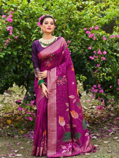 Designer Banarasi Pink Saree in Silk