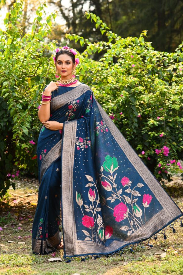 Banarasi Blue Saree with Designer Pallu