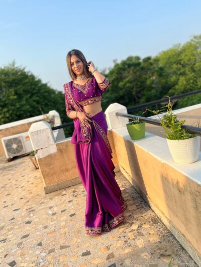 Designer work Silk Purple Saree