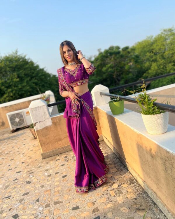 Designer work Silk Purple Saree