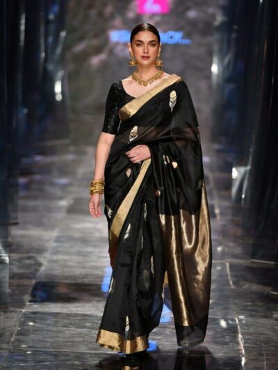 Bollywood Women Silk Black Saree