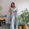 Designer Work Wedding Sky Blue Saree