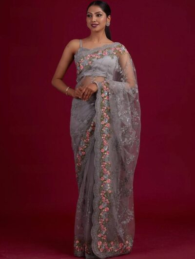 Bollywood Designer Work Grey Saree