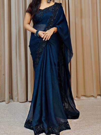 Wedding Designer Work Blue SareeWedding Designer Work Blue Saree