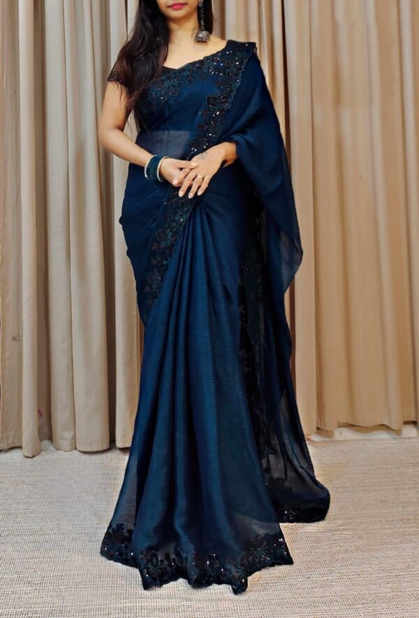 Wedding Designer Work Blue SareeWedding Designer Work Blue Saree