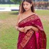 Designer Wedding Silk Marron Saree