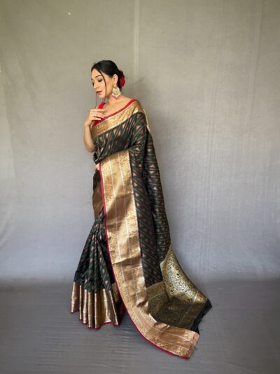 Fancy Women Wear Silk Green Saree