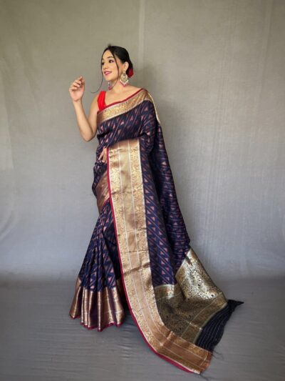 Indian Wedding Party Silk Blue Saree