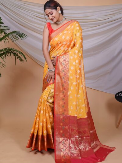 Wedding Yellow Saree Blouse Piece