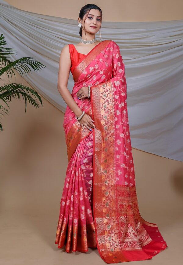 Women's Wedding Pink Saree in Silk