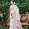 Women's Fancy Linen White Saree