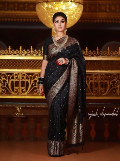 Party Function Wear Silk Black Saree