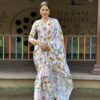 Printed Fancy White Reay to Wear Saree