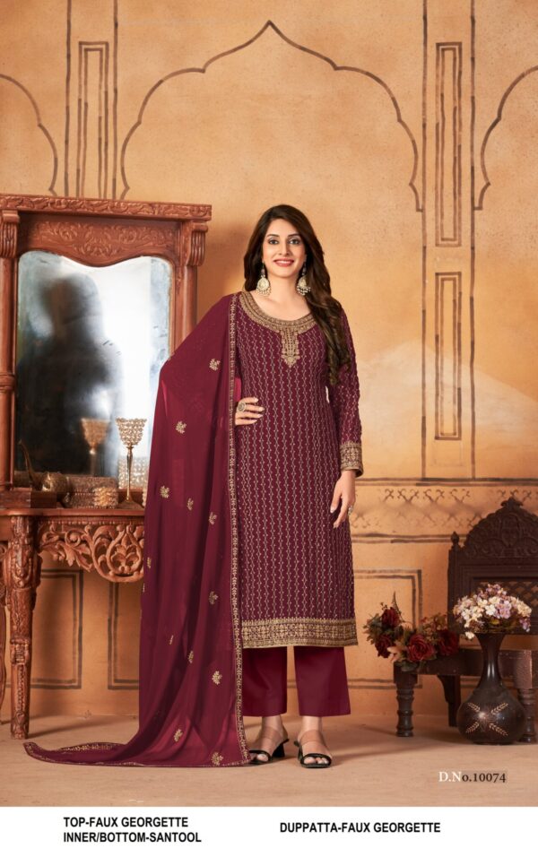 Designer Wear Marron Pakistani Suit