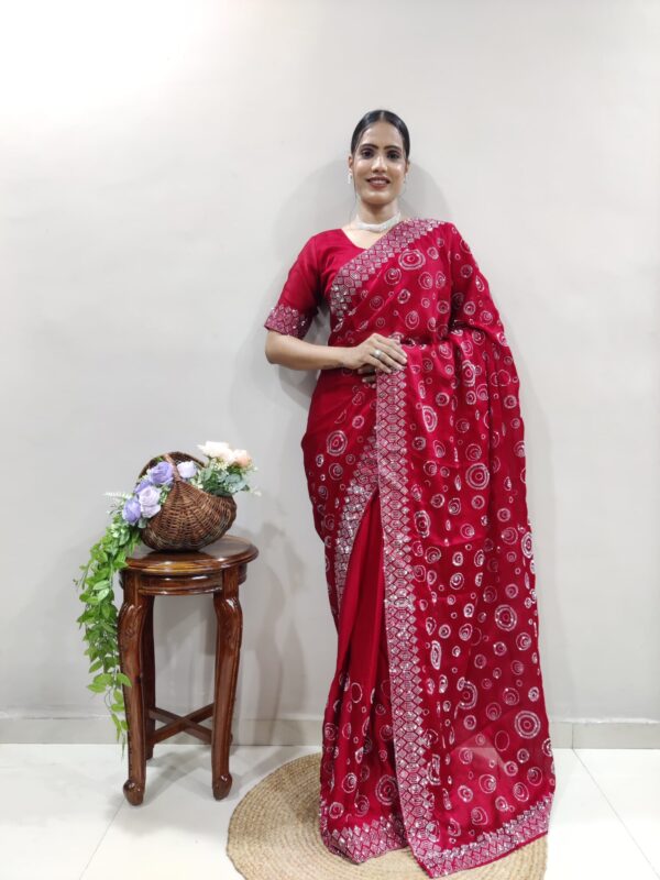 Party Red Ready to wear Saree UK