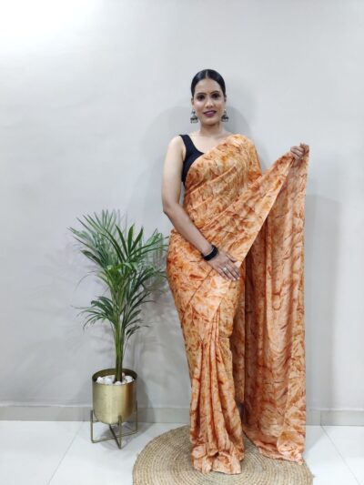 Stylish Orange Ready to wear Saree