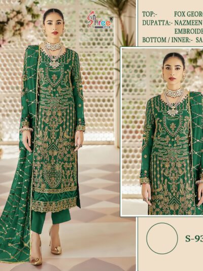 Fancy Work Green Pakistani Dress Uk