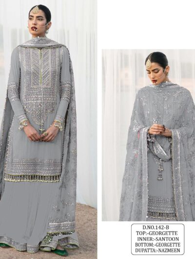 Stylish Grey Pakistani Dress Plazo Pair