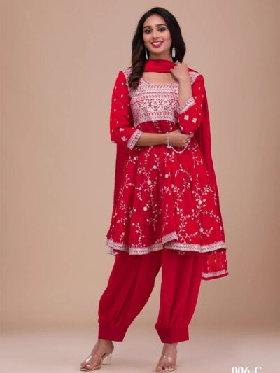 Women Stitched Red Pakistani Salwar Suits