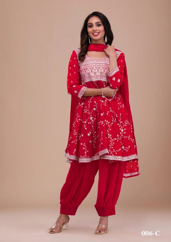 Women Stitched Red Pakistani Salwar Suits