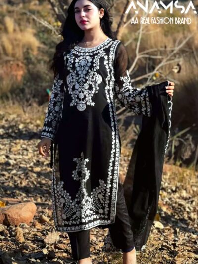 Women's Fancy Work Black Pakistani Dress