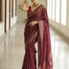 Women's Traditional Maroon Saree