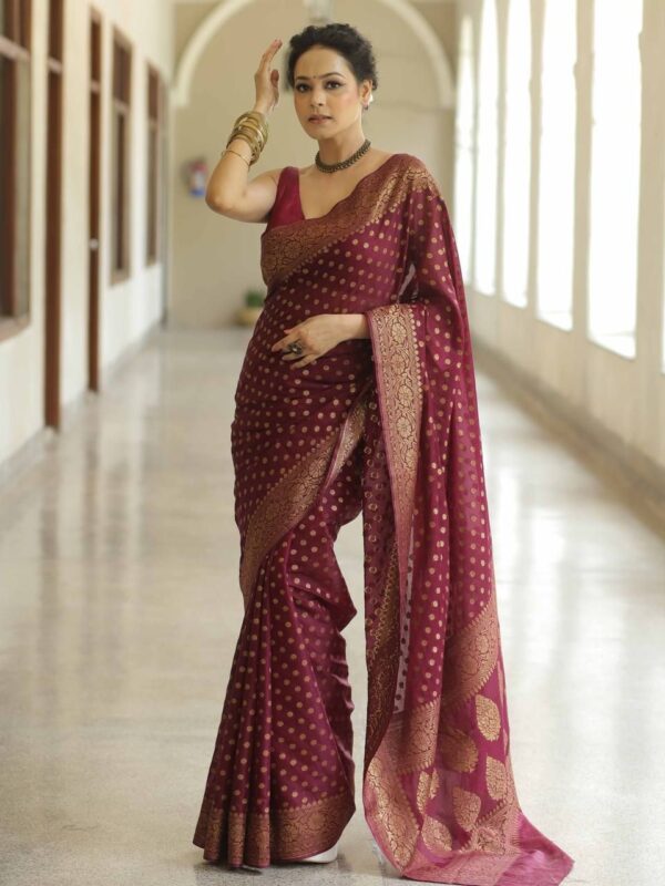 Women's Traditional Maroon Saree