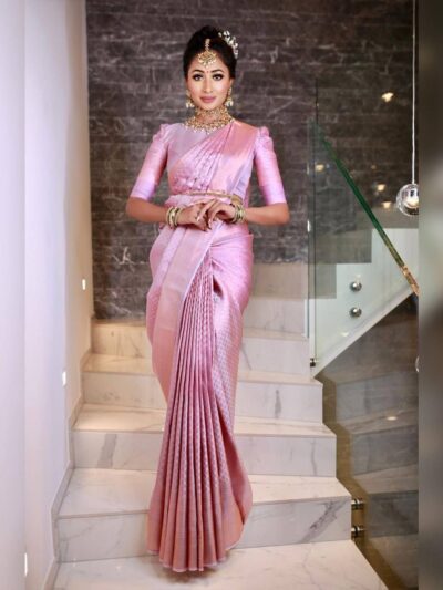 Wedding Bollywood Silk Pink Saree