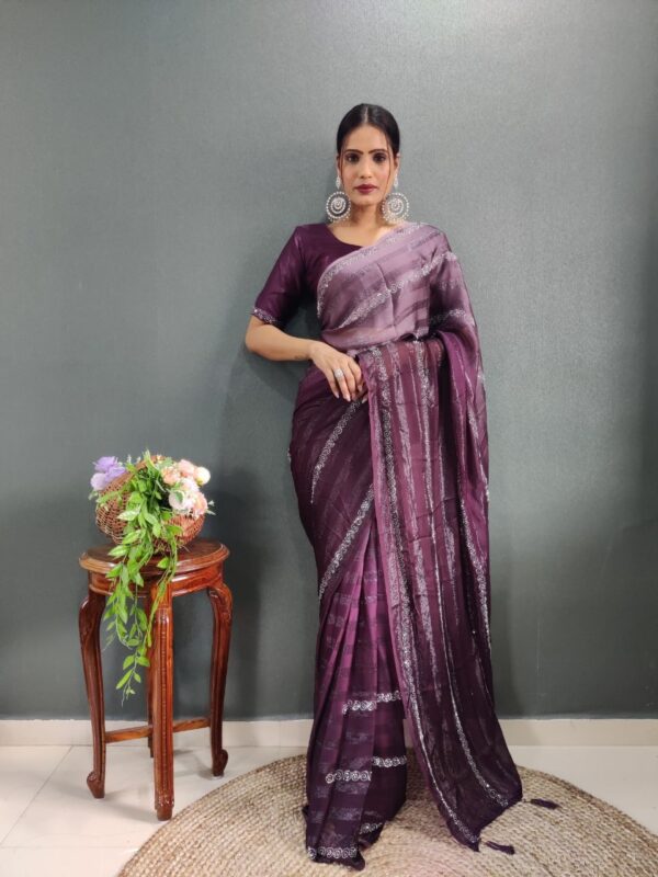 Wedding Purple Ready to wear Saree