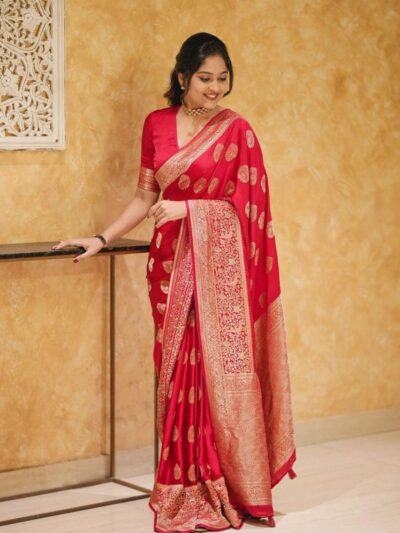 Wedding Women Wear Silk Red Saree