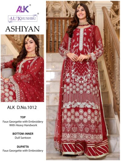 Designer Georgette Red Pakistani Dress