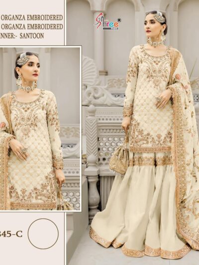 Work Heavy Off White Pakistani Dress