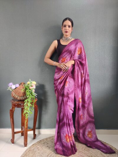 Regular wear Purple Ready to wear Saree