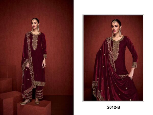 Wedding Velvet Maroon Pakistani Suits