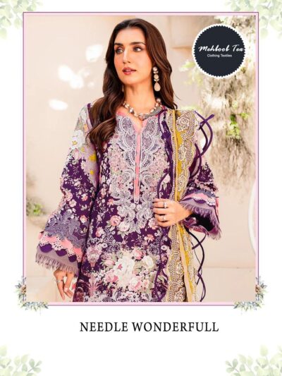 Women Cotton Blend Purple Pakistani Suits